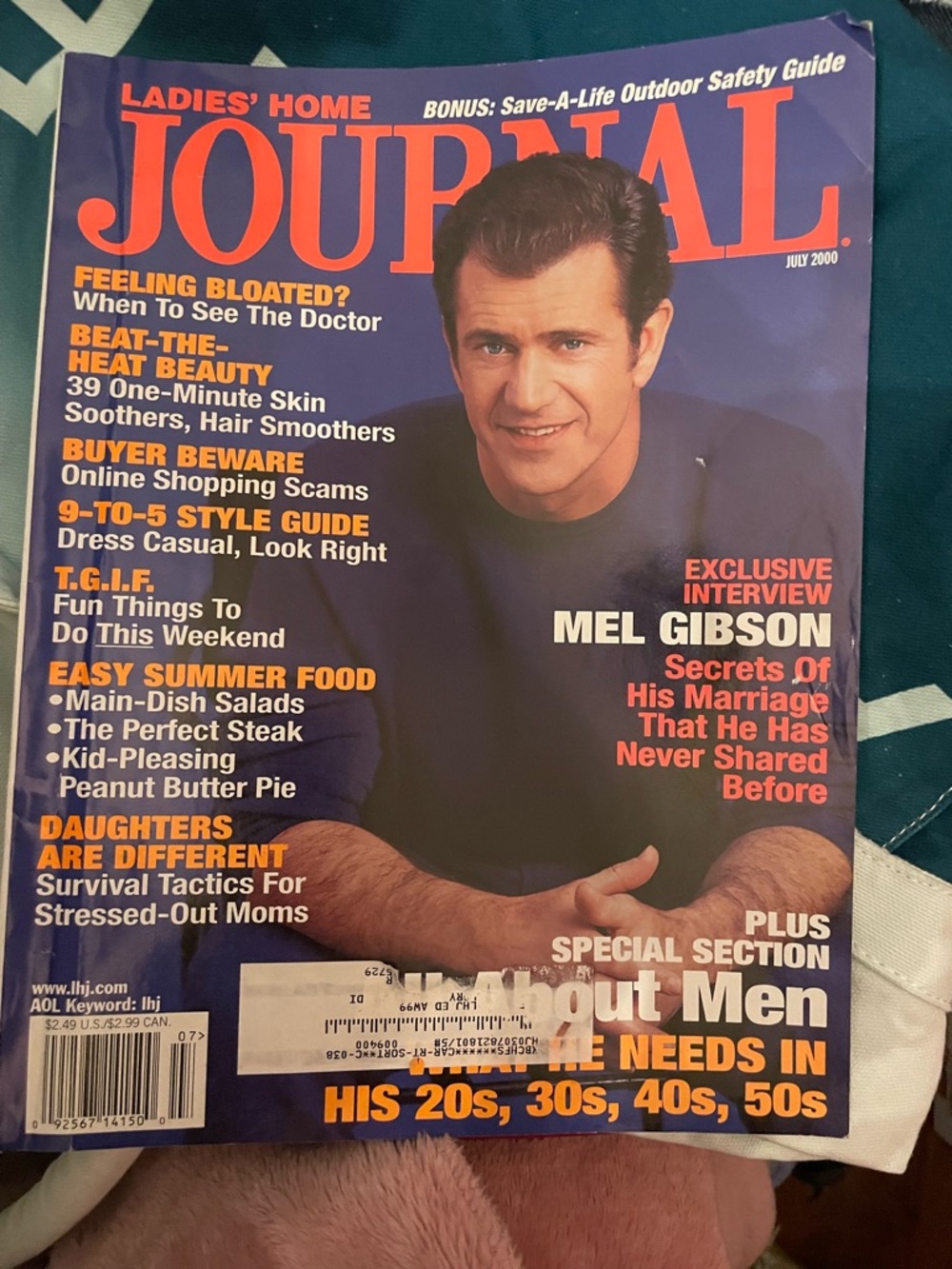 Ladies' Home Journal Magazine - Mel Gibson Cover (July 2000) - Blue & Orange